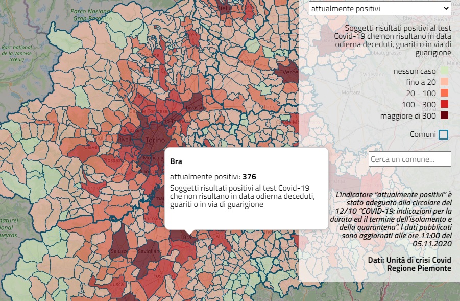 Emergenza coronavirus - Aggiornamento contagi Bra 06.11.2020