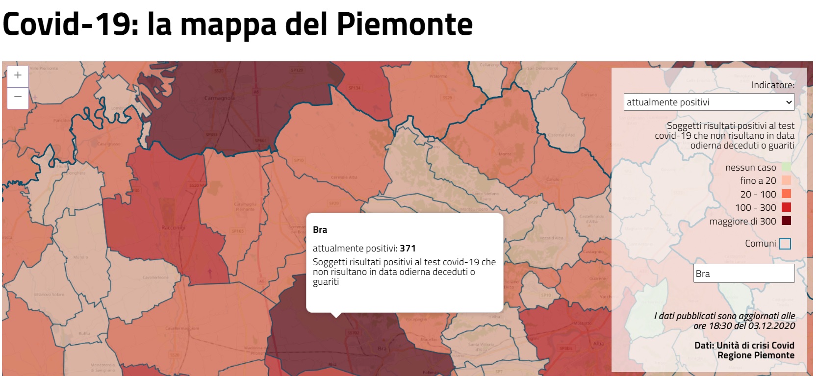 Emergenza coronavirus - Aggiornamento contagi Bra 04.12.2020