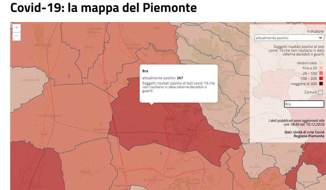 Emergenza coronavirus - Aggiornamento contagi Bra 11.12.2020